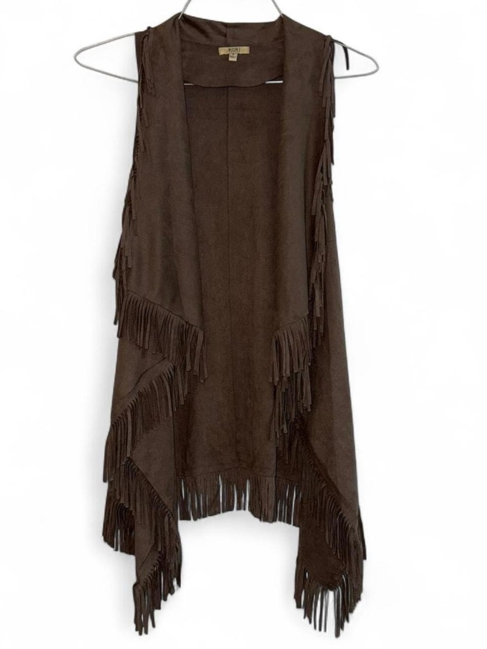 Kori America Brown Suede Fringe Vest Women's Size Small Sz S